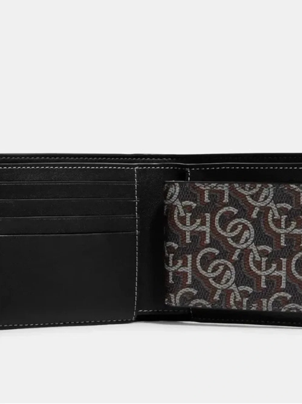Coach Black Leather Monogram Bifold Wallet with Insert